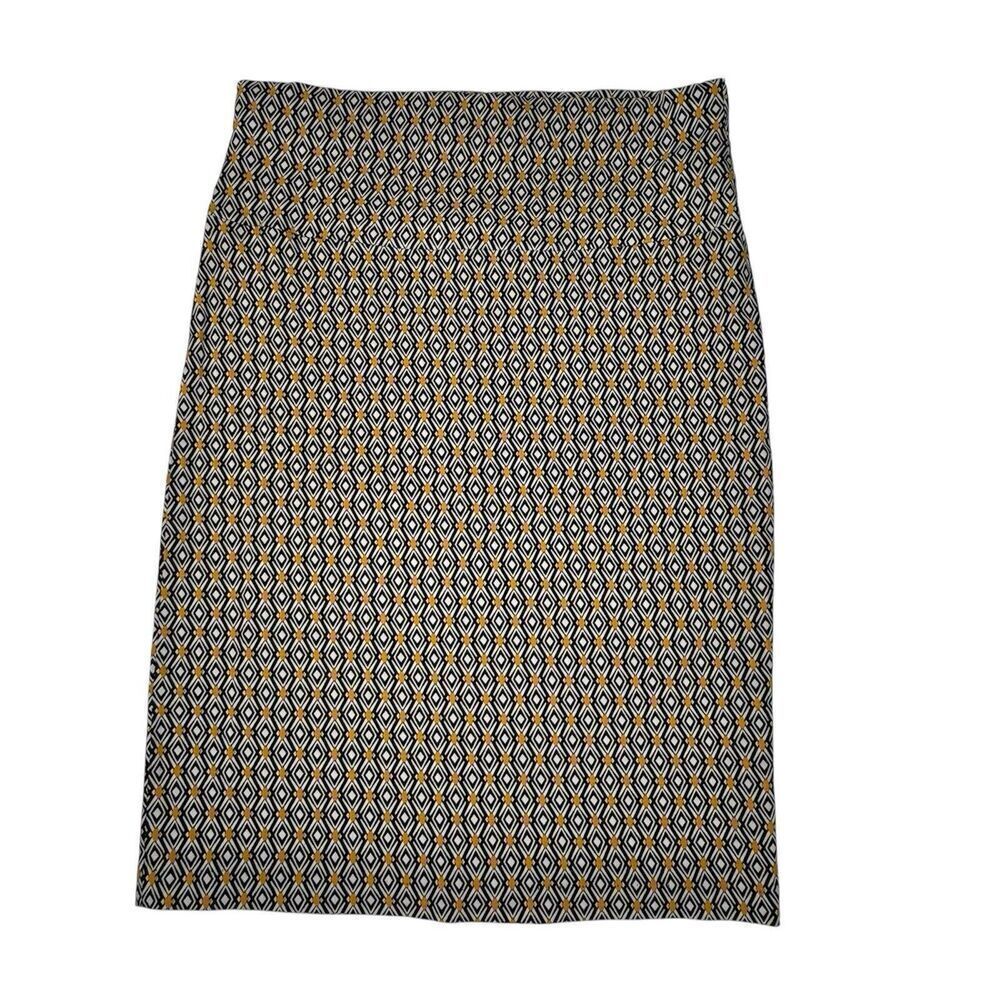 Ashley Blue Sz L P Knit Knee Length Straight & Pencil Skirt Geometric Women's
